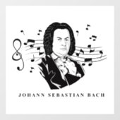 Johann Sebastian Bach Portrait en Bust met notitie Raamsticker (Vel)