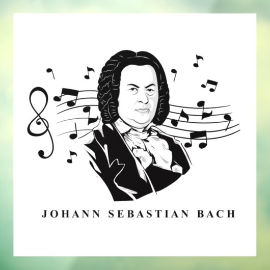 Johann Sebastian Bach Portrait en Bust met notitie Raamsticker (Vel 3)
