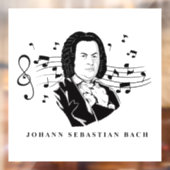 Johann Sebastian Bach Portrait en Bust met notitie Raamsticker (Vel 2)