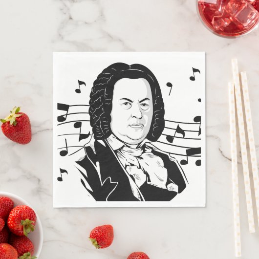 Johann Sebastian Bach Portrait en Bust met notitie Servet (Insitu)
