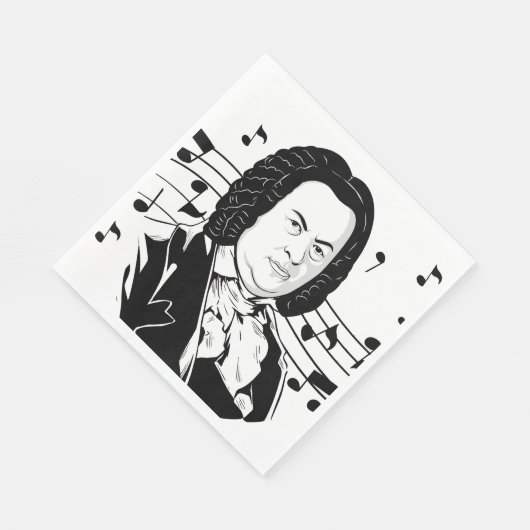 Johann Sebastian Bach Portrait en Bust met notitie Servet (Hoek)