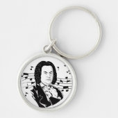 Johann Sebastian Bach Portrait en Bust met notitie Sleutelhanger (Voorkant)
