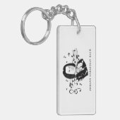 Johann Sebastian Bach Portrait en Bust met notitie Sleutelhanger (Voorkant Links)