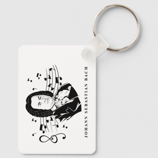 Johann Sebastian Bach Portrait en Bust met notitie Sleutelhanger (Achterkant)