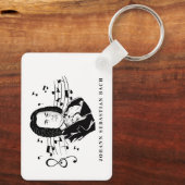 Johann Sebastian Bach Portrait en Bust met notitie Sleutelhanger (Achterkant)