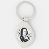 Johann Sebastian Bach Portrait en Bust met notitie Sleutelhanger (Voorkant)