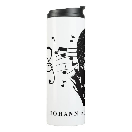 Johann Sebastian Bach Portrait en Bust met notitie Thermosbeker (Gedraaid links)