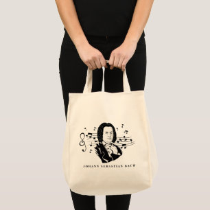 Johann Sebastian Bach Portrait en Bust met notitie Tote Bag