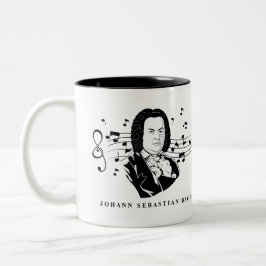 Johann Sebastian Bach Portrait en Bust met notitie Tweekleurige Koffiemok