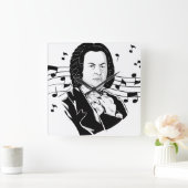 Johann Sebastian Bach Portrait en Bust met notitie Vierkante Klok (Huis)
