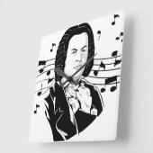 Johann Sebastian Bach Portrait en Bust met notitie Vierkante Klok (Hoek)
