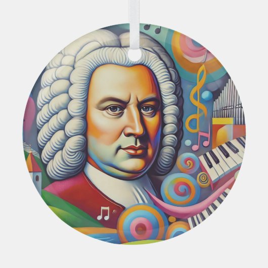 Johann Sebastian Bach Portrait Glas Ornament (Voorkant)