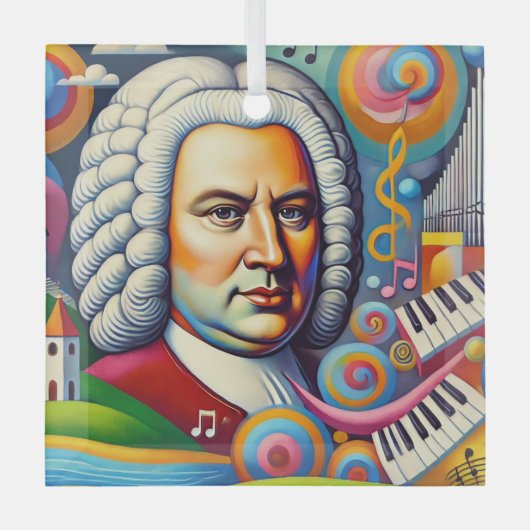 Johann Sebastian Bach Portrait Glas Ornament (Voorkant)