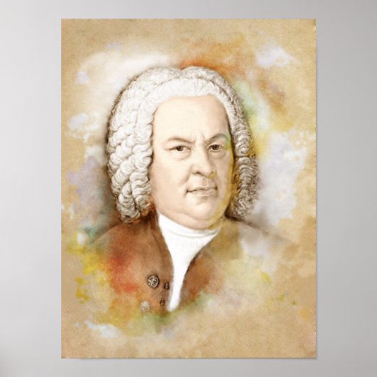 Johann Sebastian Bach Portrait im Aquarell Style Poster (Voorkant)