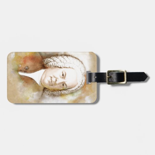 Johann Sebastian Bach Portrait in beige Bagagelabel (Voorkant horizontaal)