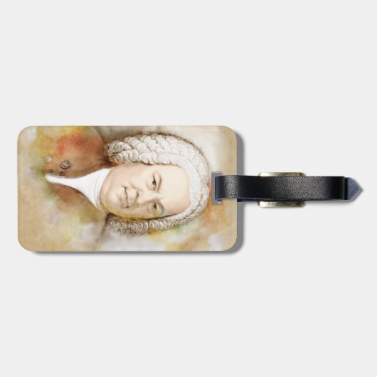 Johann Sebastian Bach Portrait in beige Bagagelabel (Achterkant horizontaal)