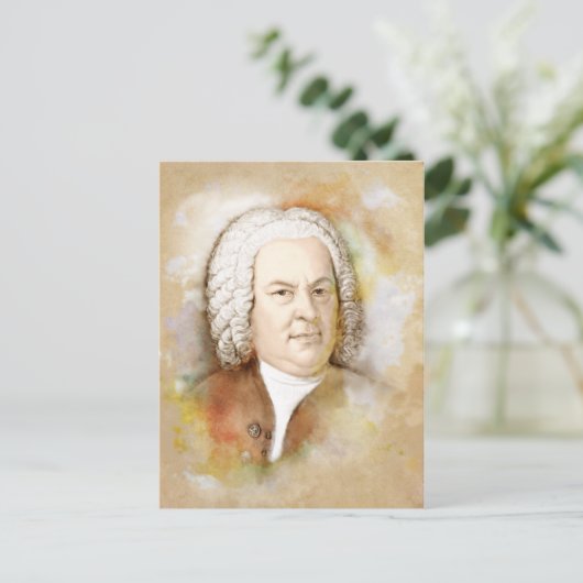 Johann Sebastian Bach Portrait in beige Briefkaart (Staand voorkant)