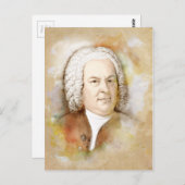 Johann Sebastian Bach Portrait in beige Briefkaart (Voorkant / Achterkant)