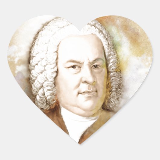 Johann Sebastian Bach Portrait in beige Hart Sticker (Voorkant)