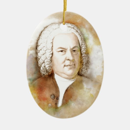 Johann Sebastian Bach Portrait in beige Keramisch Ornament (Voorkant)
