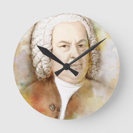 Johann Sebastian Bach Portrait in beige Ronde Klok (Voorkant)