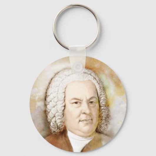 Johann Sebastian Bach Portrait in beige Sleutelhanger (Voorkant)