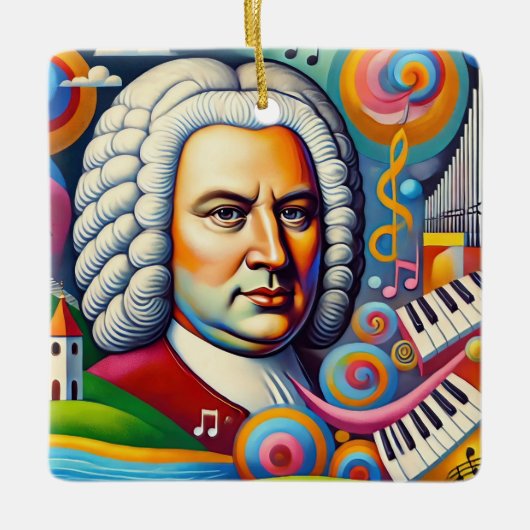 Johann Sebastian Bach Portrait Keramisch Ornament (Voorkant)