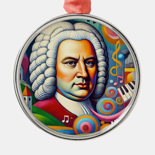 Johann Sebastian Bach Portrait Metalen Ornament (Voorkant)