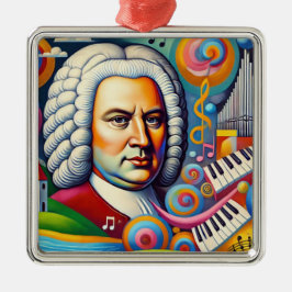 Johann Sebastian Bach Portrait Metalen Ornament