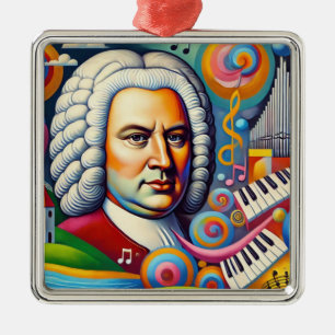 Johann Sebastian Bach Portrait Metalen Ornament