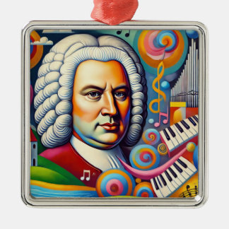 Johann Sebastian Bach Portrait Metalen Ornament