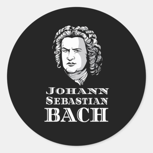 Johann Sebastian Bach Portrait Ronde Sticker (Voorkant)