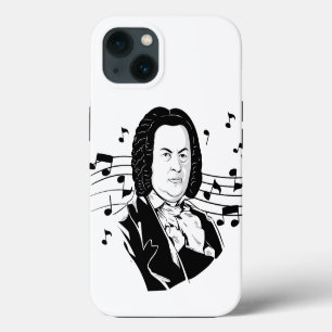 Johann Sebastian Bach Portret en Buste met Noten iPhone 13 Hoesje