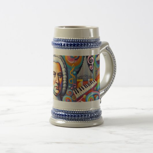 Johann Sebastian Bach: portret in een modern schil Bierpul (Voorkant rechts)