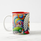 Johann Sebastian Bach: portret in een modern schil Tweekleurige Koffiemok (Links)