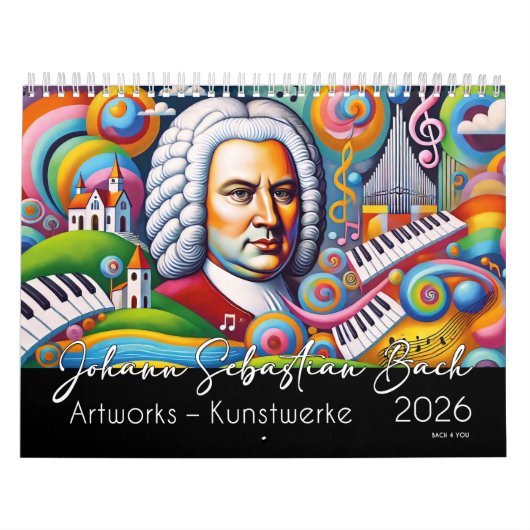 Johann Sebastian Bach Portretten: Kunstwerken 2026 Kalender (Hoes)