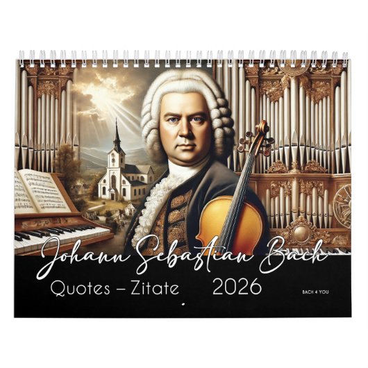 Johann Sebastian Bach Quotes en portretten 2026 Kalender (Hoes)