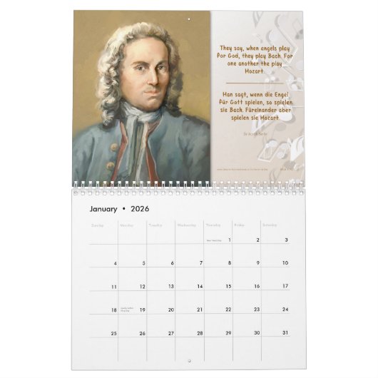 Johann Sebastian Bach - Quotes/Tributes, 2026 Kalender (Jan 2026)