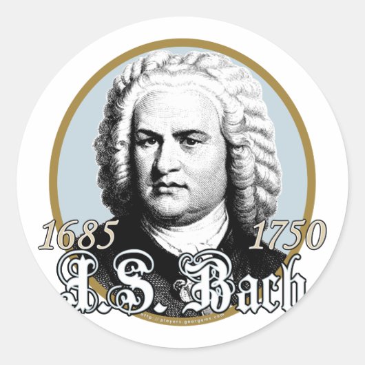 Johann Sebastian Bach Ronde Sticker (Voorkant)