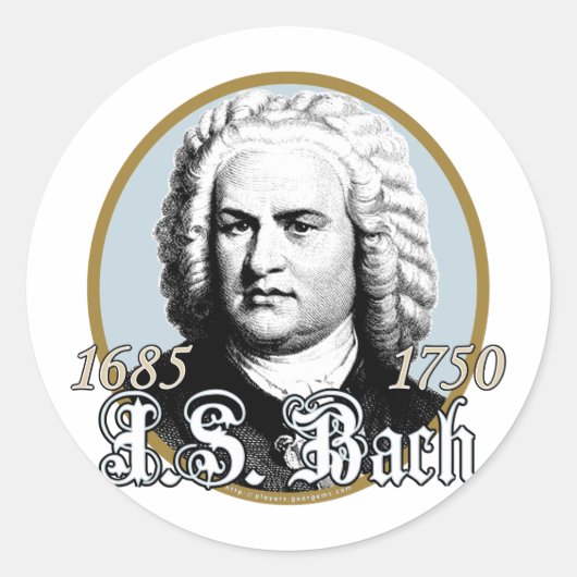 Johann Sebastian Bach Ronde Sticker (Voorkant)