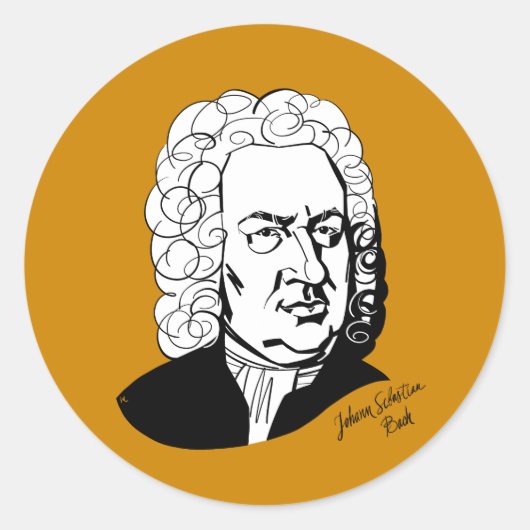 Johann Sebastian Bach Ronde Sticker (Voorkant)