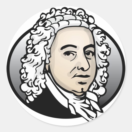 Johann Sebastian Bach Ronde Sticker (Voorkant)