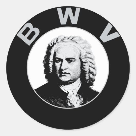 Johann Sebastian Bach Ronde Sticker (Voorkant)
