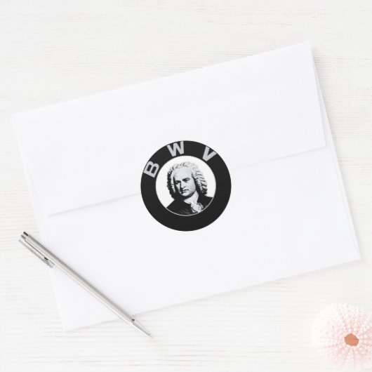 Johann Sebastian Bach Ronde Sticker (Envelop)