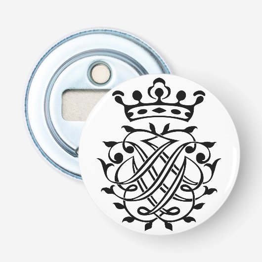 Johann Sebastian Bach Seal Crest Monogram Insignia Button Flesopener (Voorkant)