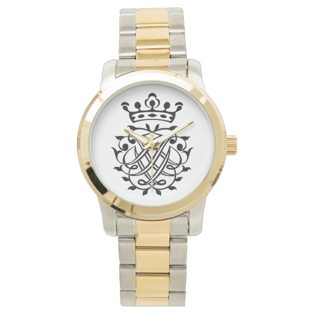 Johann Sebastian Bach Seal Crest Monogram Insignia Horloge (Voorkant)