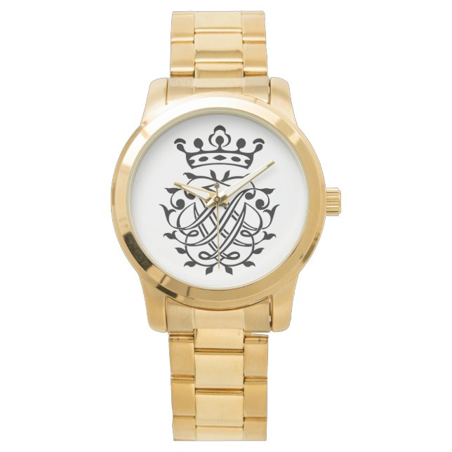 Johann Sebastian Bach Seal Crest Monogram Insignia Horloge (Voorkant)