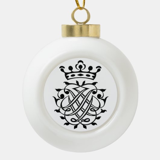Johann Sebastian Bach Seal Crest Monogram Insignia Keramische Bal Ornament (Voorkant)