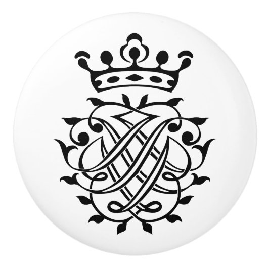 Johann Sebastian Bach Seal Crest Monogram Insignia Keramische Knop (Voorkant)