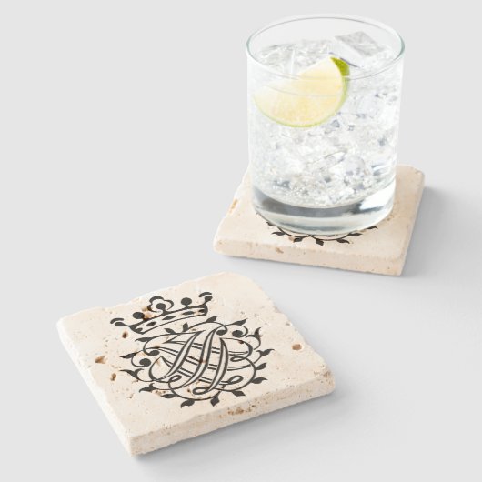 Johann Sebastian Bach Seal Crest Monogram Insignia Stenen Onderzetter (Zijkant)